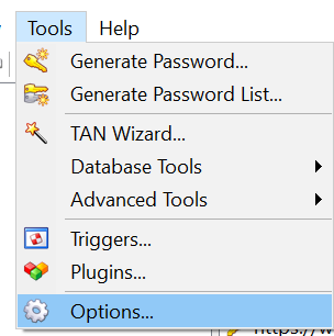 KeePass Menü > Tools > Options..
